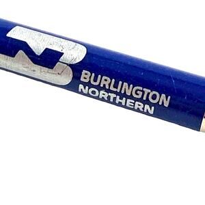 Burlington Northern Railroad Pen Click Ballpoint Advertising Blue Plastic Trim